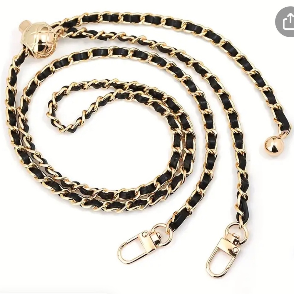 NWT 47.24-inch adjustable bag & wallet chain in gold color with black PU leather